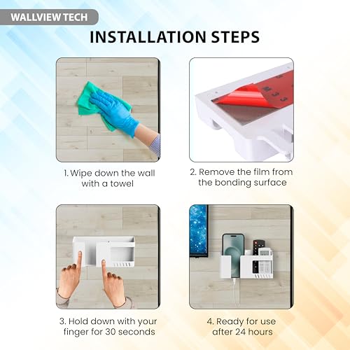 Image of WALLVIEW TECH Wall Mobile Holder Multi-Purpose Stand for Wall Remote Holder & Smartphone Charging Stand for Charging Kitchen Organizer Rack Wall Mounted Useful Gadget-(Orange)