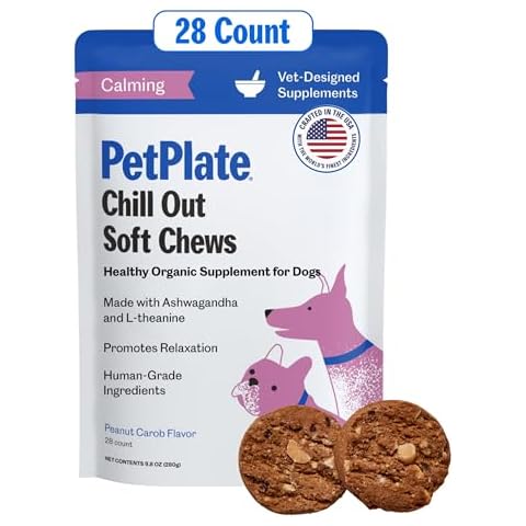 PetPlate Chill Out Soft Chews, Calming and Relaxation Support Supplement for Dogs, Organic and Human-Grade Ingredients, Includes Ashwagandha & L-theanine, Pet Supplies (Pack of 1, 9.8 Ounce) Cover