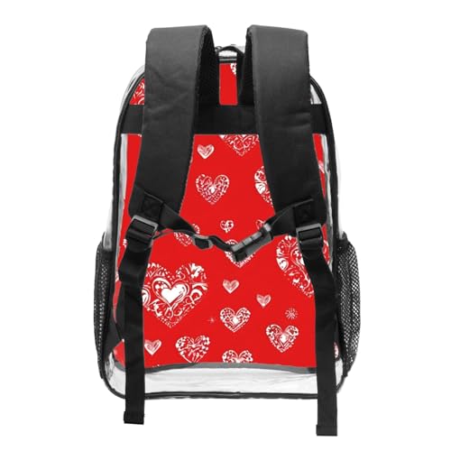 Love. Print Work Travel Stadium Events Transparent Backpack PVC Clear Bag Large Side Pockets2