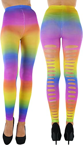 Image of ToBeInStyle Women's Slashed Ripped Shredded Distressed Hosiery Tights Leggings Music Festival