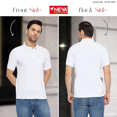 Image of NEVA Men's Regular Fit Half Sleeve Polo Neck T-Shirt with Chest Pocket