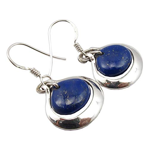 925 Stamp Pure Sterling Silver Lapis Lazuli Earrings 1.3