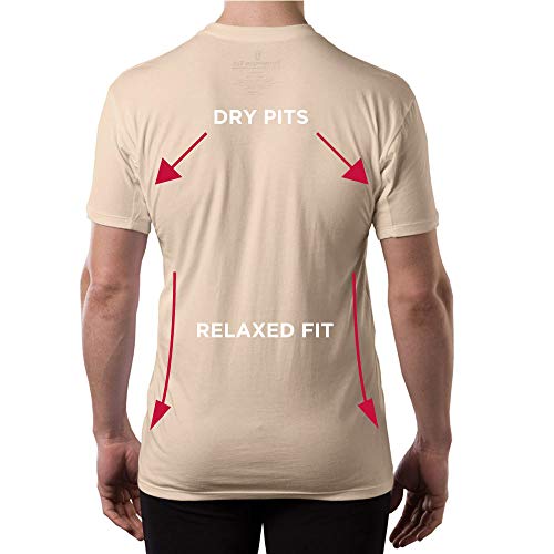 Sweatproof Undershirt for Men w/Underarm Sweat Pads (Original Fit, Deep V-Neck, Beige)