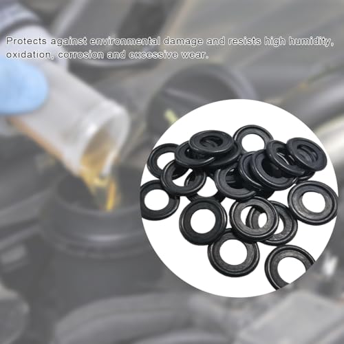 Image of 25 PCS M12 Car Oil Drain Plug Gasket, Rubber Oil Drain Plug Crush Washers Sealing Gasket, Vehicle Engine Oil Seal Washer Replacement for Car Truck SUV, Car Accessories