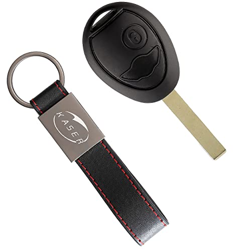 Coque Clé Télécommande Plip 2 Boutons pour Mini Cooper S One D Cabrio avec Porte-Clés en Cuir KASER