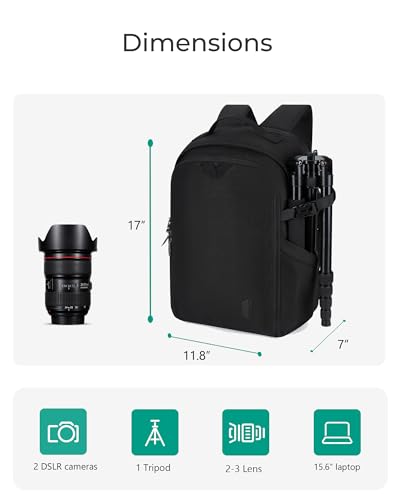 Mochila para cámara DSLR y laptop de 15.6 pulg, negra miniatura 3