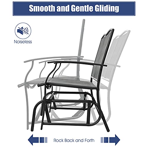 Image of Giantex Patio Glider Benches for Outside, Swing Glider Chair with Steel Frame, 400 LBS Capacity, Patio Swing Rocker, 2-Person Loveseat for Backyard, Poolside, Lawn, Balcony, Porch Glider Bench(Gray)