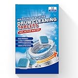 Truey Washing Machine Drum Cleaning Tablets, Deep Cleaning for Front Loader, Top Load & HE Washers, Helps Remove Odor-Causing Residues, Pet Hair & Hard Water Buildup (12 tablets)