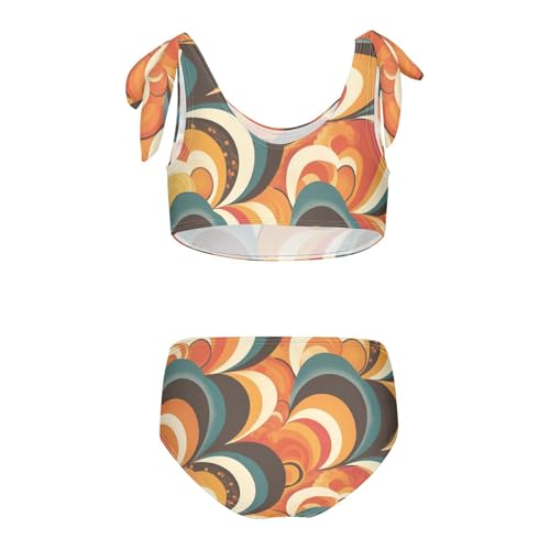 KLL 70s Retro Pattern 60s Aesthetic Girls Two Piece Bikini Sets Beach Swimsuit Swimwear Adjustable Shoulder Strap2