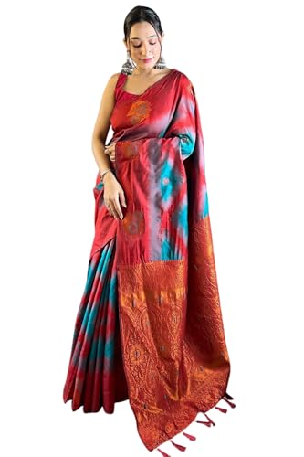 Image of SGF11 Women's Kanjivaram Pure Soft Silk Saree With Unstitched Blouse Piece
