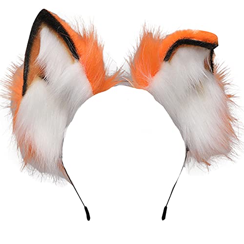 Image of VIGVAN Handmade Wolf Fox Ears Animal Cosplay Cute Head Accessories for Halloween