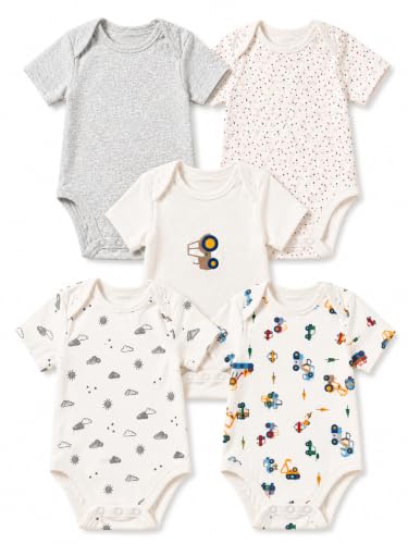 Image of TuddyBuddy 100% Cotton Multi Color Romper /Bodysuit /Onesies for Baby Boy - (Pack of 4 Half Sleeves, Graphic Printed Rompers for Baby Boy)