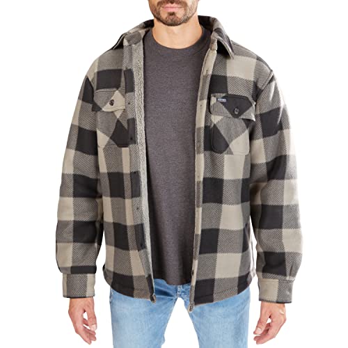 Image of Smith's Workwear Men's Sherpa-lined Plaid Fleece Shirt Jacket