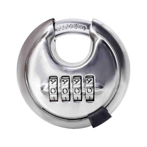 HISports Candado de combinación antirrobo para enganche de remolque, antirrobo, candado redondo, de acero inoxidable, para coches, remolques, almacén