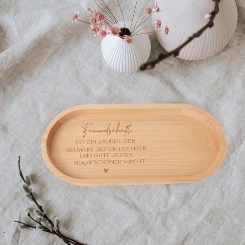 Beste Freundin persönliches Geschenk | Tablett mit Gravur Freundschaft | Geburtstag Weihnachten | Kleine Aufmerksamkeit | Holz Deko | Freundschaftsgeschenk