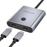 Alxum Bi-Directional USB C Switch - 2 in 1 Out/1 in 2 Out 2 Computers Share 1 Monitor,KVM Switches Support 8K@60Hz Video 10Gbps Data Transfer, USB-C Cables Included