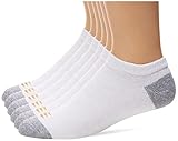 PowerSox Men's Allsport Cotton No Show Socks, 6 Pairs, White, Shoe Size: 9-12.5