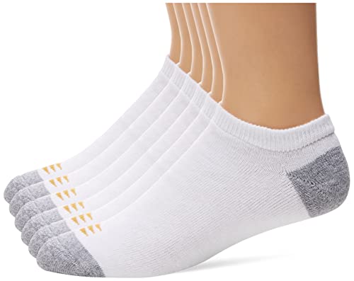 PowerSox mens Allsport Cotton No Show Socks, 6 Pairs Socks, White, Shoe Size 9-13 US