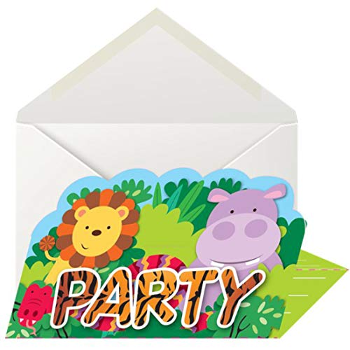 amscan 11012028 9901920 Vrienden Stand-up Uitnodigingskaarten, 8 Pcs, Jungle Party - Image 3