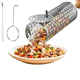 グリルバスケット - ステンレススチールキッチンガジェット 取り外し可能なハンドル付き | グリルローリングバスケット 男性 お父さん 誕生日 アウトドア 料理 クリスマス用