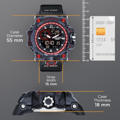 Image of Carlington Analog-Digital Sports Watch: Chronograph, Dual Time, Alarm, Stopwatch, Water-Resistant, Shock-Resistant, Back Light Display- The Perfect Watch for Men and Boys - CT3388