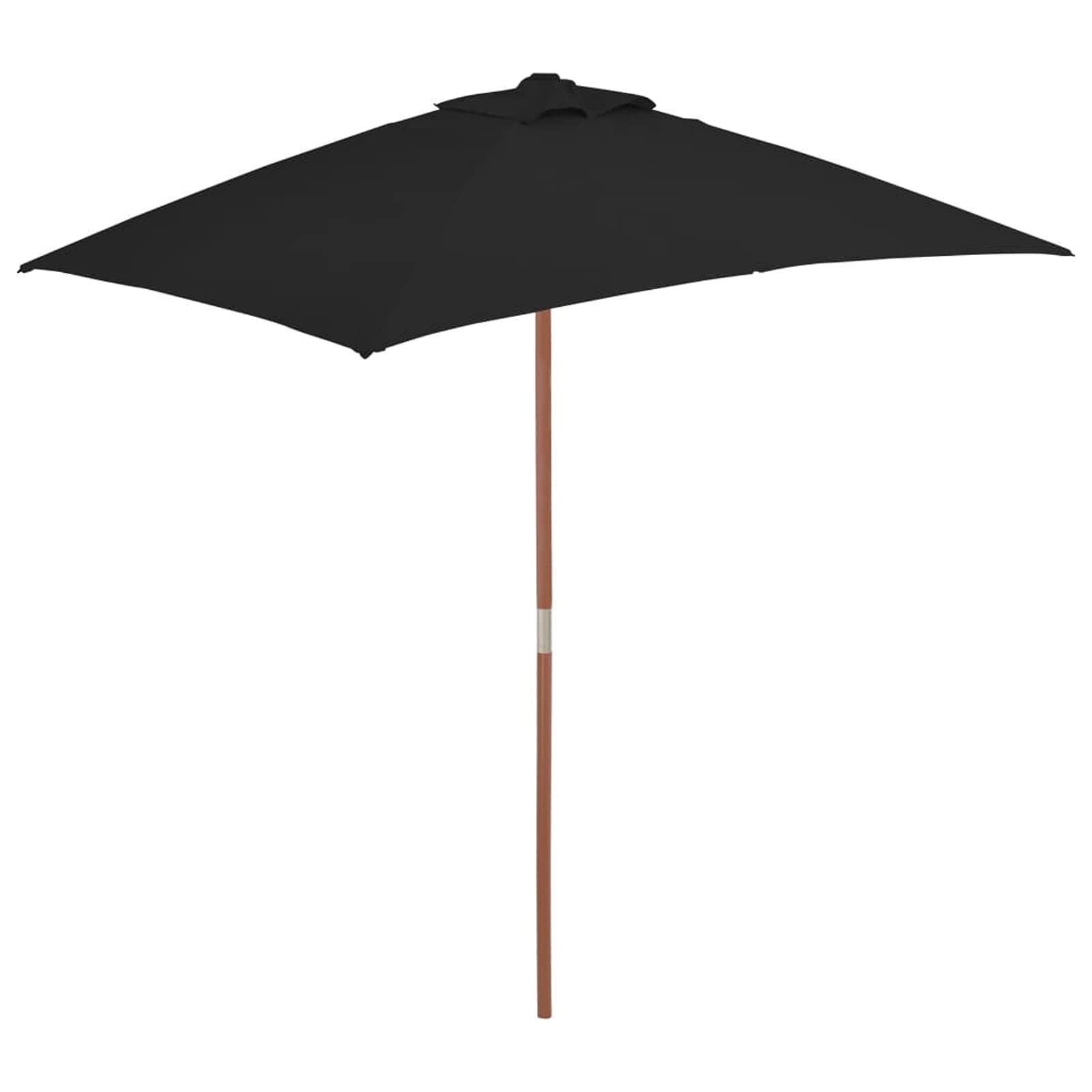 Homgoday Ombrellone, Ombrellone da Esterni con Palo in Legno 150x200 cm Nero, Ombrelloni, Ombrellone da Giardino, Ombrelloni da Esterno, Ombrellone Spiaggia, Ombrellone da Terrazzo Antivento