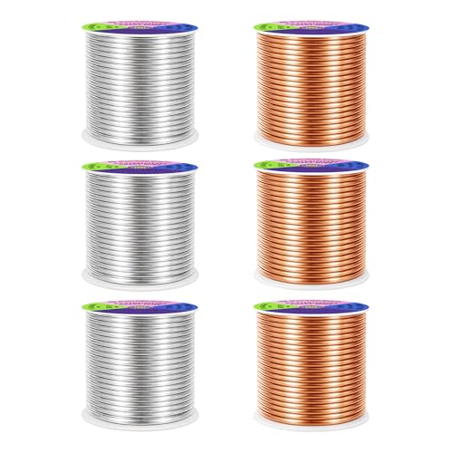 Image of Mandala Crafts 13 GA Copper Silver Tone Combo Anodized Aluminum Craft Wire | 300 FT, Colored, Flexible, Bendable for Bonsai Armature Sculpting Wire Wrapping Jewelry Making, Weather & Tarnish Resistant