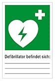 Rettungswegschild aus Aluminium - Rettungswegzeichen - Defibrillator befindet sich: - - 30 x 45 cm