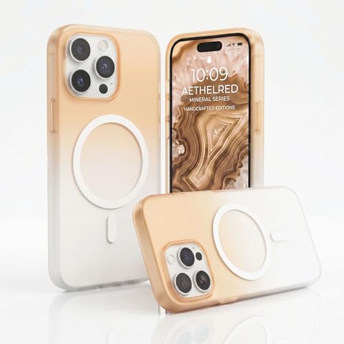 Image of amazon basics Paper Luxury Thin Case Cover for iPhone 16 Pro | Matte Finish | Gradient Case, Shaded Color | Compatible with magsafe | (Gold White, iPhone 16 Pro)