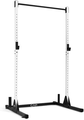 WF Athletic Supply Soporte para sentadillas con ganchos en J y barra de dominadas, estante de prensa de banco para entrenamiento de fuerza de cuerpo