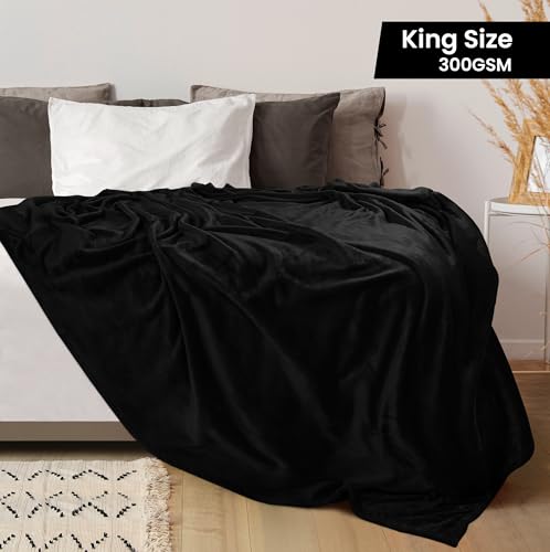 Image of Utopia Bedding Fleece Blanket King Size Black (90x102 Inches) Ultra Soft Warm Lightweight Microfiber Breathable Anti-Static Cozy Bed Blanket, All-Season Home Decor Gift for Women and Men