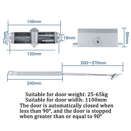 Cierrapuertas hidráulico automático de aluminio negro con control ajustable 3