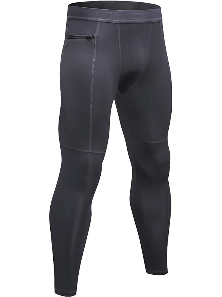 Men's Compression Base Layer Tights Pants Fitness Running Cool Dry Sports Leggings with Pocket