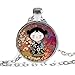 Kokeshi, ciondolo a forma di bambola, collana Kokeshi, gioielli giapponesi, vino bordeaux, bambola etnica