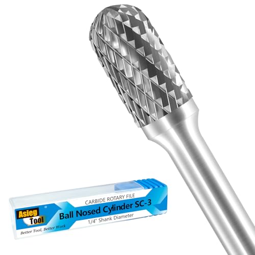 Image of SC-3 Tungsten Carbide Burr Rotary File Cylindrical Ball Nose End Shape Double Cut for Die Grinder Drill Bits 1 /4'' Inch Diameter of Shank and 3 /8'' Inch Diameter of Cutter 3 /4'' Inch Cutter Length