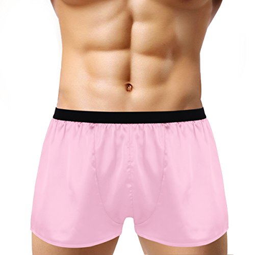 Yartina Men's Silk Satin Boxer Shorts Summer Loose Trunks Underwear Lounge Gym Sports Shorts Swimwear3