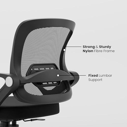 Image of Align Cherry Orthopedic Ergonomic Office Mesh Chair with Lumbar Support, Comfortable Cushioned Seat, Adjustable Height, Revolving Design, Tilt Lock, Heavy Duty Metal Base, 3 Years Warranty (Black)