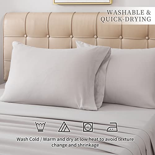 Greeneasy Full Size Sheet Sets, 4 Pieces Hotel Luxury Sheets Full Size Bed - Breathable & Cooling Full Size Sheets - Deep Pocket Bed Sheets Full - Bedding Sheets & Pillowcases - Gray/Full / 4-Piece #TOP3