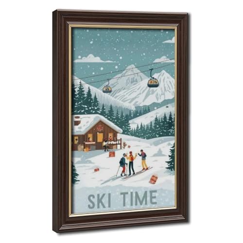 Chalet de ski d'hiver et ambiance montagnarde avec cette grande toile art déco