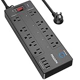 Smart Plug, Power Strip, POWSAV Smart Home WiFi Surge Protector with 5 Smart Outlets (Works with Alexa & Google Home) and 5 Always on outlets and 4 USB Ports, 6 Feet Extension Cord, Black, ETL Listed