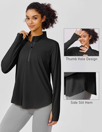 PINSPARK Long Sleeve Workout Tops for Women UPF 50+ Sun Shirts Half Zip Quick Dry Hiking Athletic Running Fishing Shirts4
