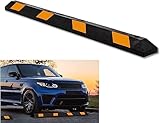 VaygWay Premium Quality Large Heavy Duty Rubber Parking Curb- 72” Stopper w/Yellow Reflective Tape Car Garage Wheel Stopper Curb- Professional Grade Parking Stopper for Driveway, Car, Truck, Trailer