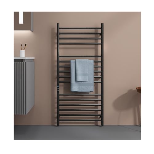 WQPMNYG Secador de Toallas eléctrico de Pared, Color Negro, con termostato calefactable, para baño, SPA y hoteles, con Rejilla de Acero Inoxidable.