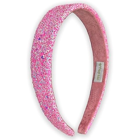 FROG SAC Hairband, Iridescent Glitter Headband for Girls, 13 inch Headband with Non-Slip Lining, Sparkly Hair Accessory for Kids, Cute Little Girl Hairband, Pink, Single Pack Cover