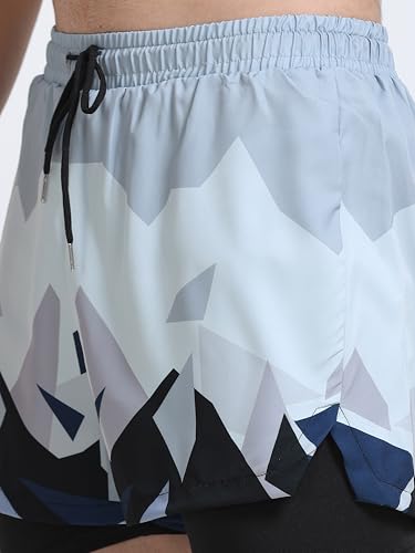 Image of FABSPORTS Men's Quick Dry Swim Shorts /Trunks with Inner Lining | Lightweight 2-in-1 Athletic Shorts for Swimming, Gym & Outdoors | 95% Polyester 5% Spandex, Floral & Geometric Prints