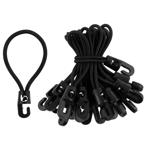 20 Piezas Pulpos Elasticos con Ganchos 10 cm, Tensores de Lona Tensores de Goma Cuerdas Elásticas Tensora Cortas con Ganchos para Lonas Carpas Exterior Pancartas Portaequipajes Negro