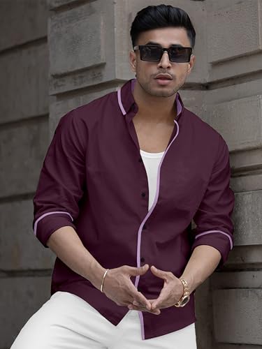 Image of Shirt for Men Casual Shirt,Solid Cotton,Plain Full Sleeve, Regular Fit,Everyday Fashion Wear