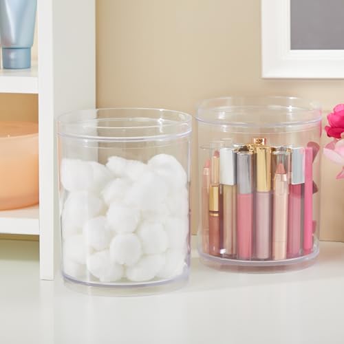STORi Bella Tall Scrunchie Holder | Stackable Clear Plastic Container (Set of 2) Round Vanity Storage Organizers with Lids for Hair Accessories & Beauty Supplies | Made in USA - Image 4