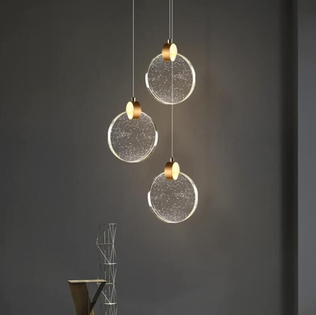 LED 10W Kryształowa lampa wisząca Nowoczesna sypialnia Lampka nocna Lampa wisząca Ciepłe światło 3000K - Projekt dekoracji Lampa wisząca Salon Kuchnia Schody 13cm, Kryształowy żyrandol do salonu R