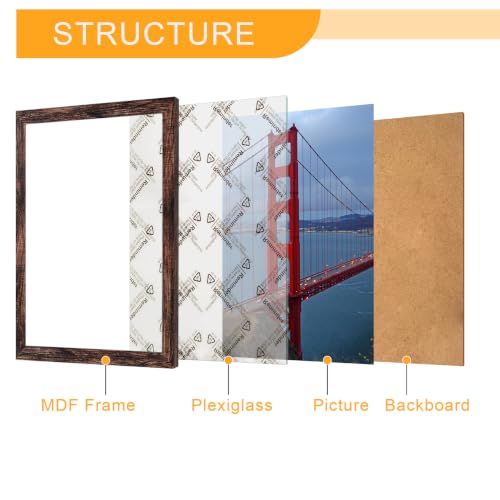 Image of BESCRCL 11x17 Picture Frame Engineered Wood Frames, Brown, 1 Pack
